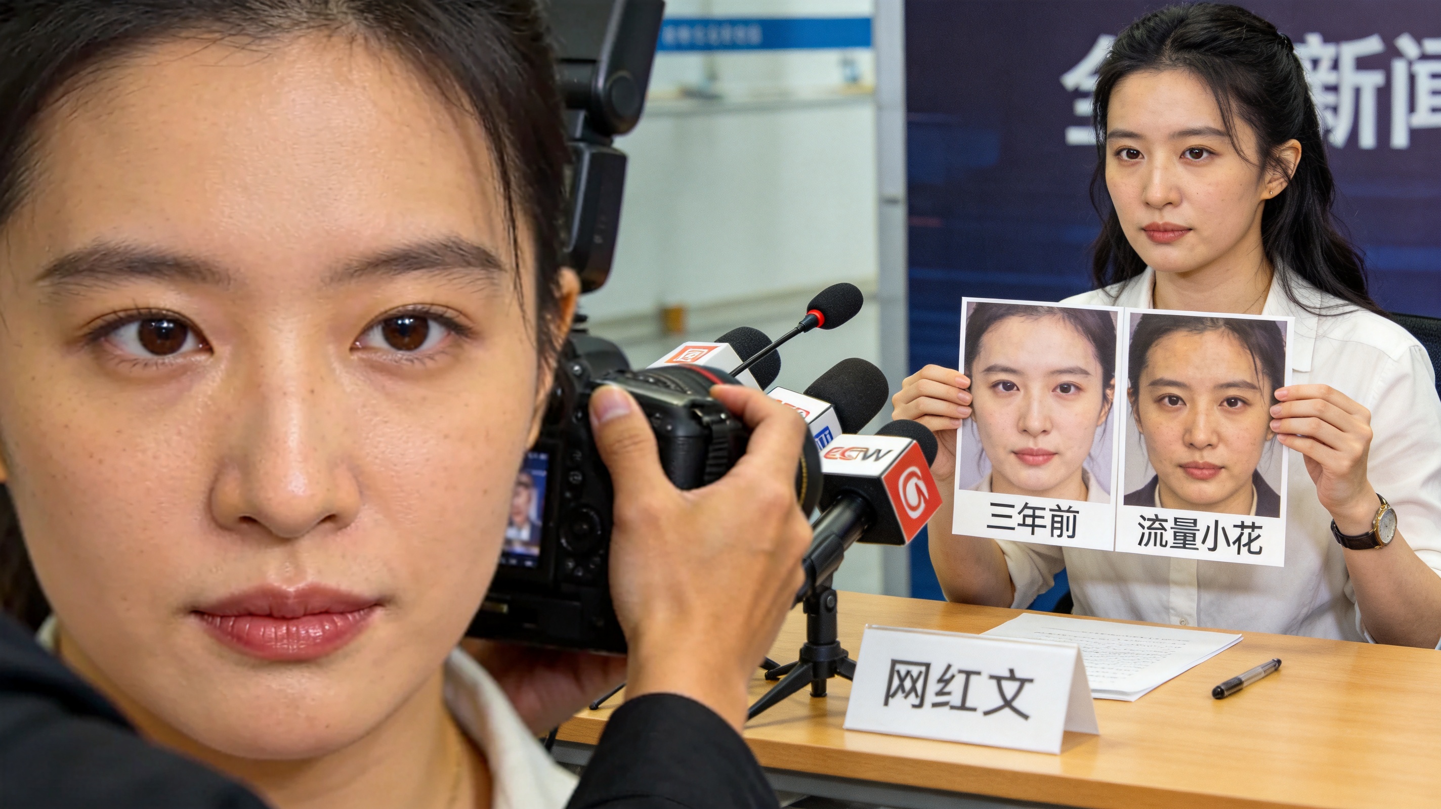 流量小花被指整容媒体镜头相机摄影